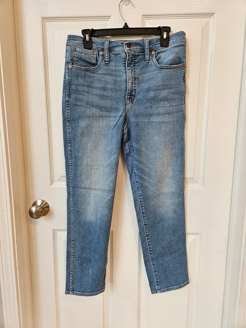 Madewell Stovepipe Jeans Women 30 Blue High Rise Cropped Straight Ankle Denim
